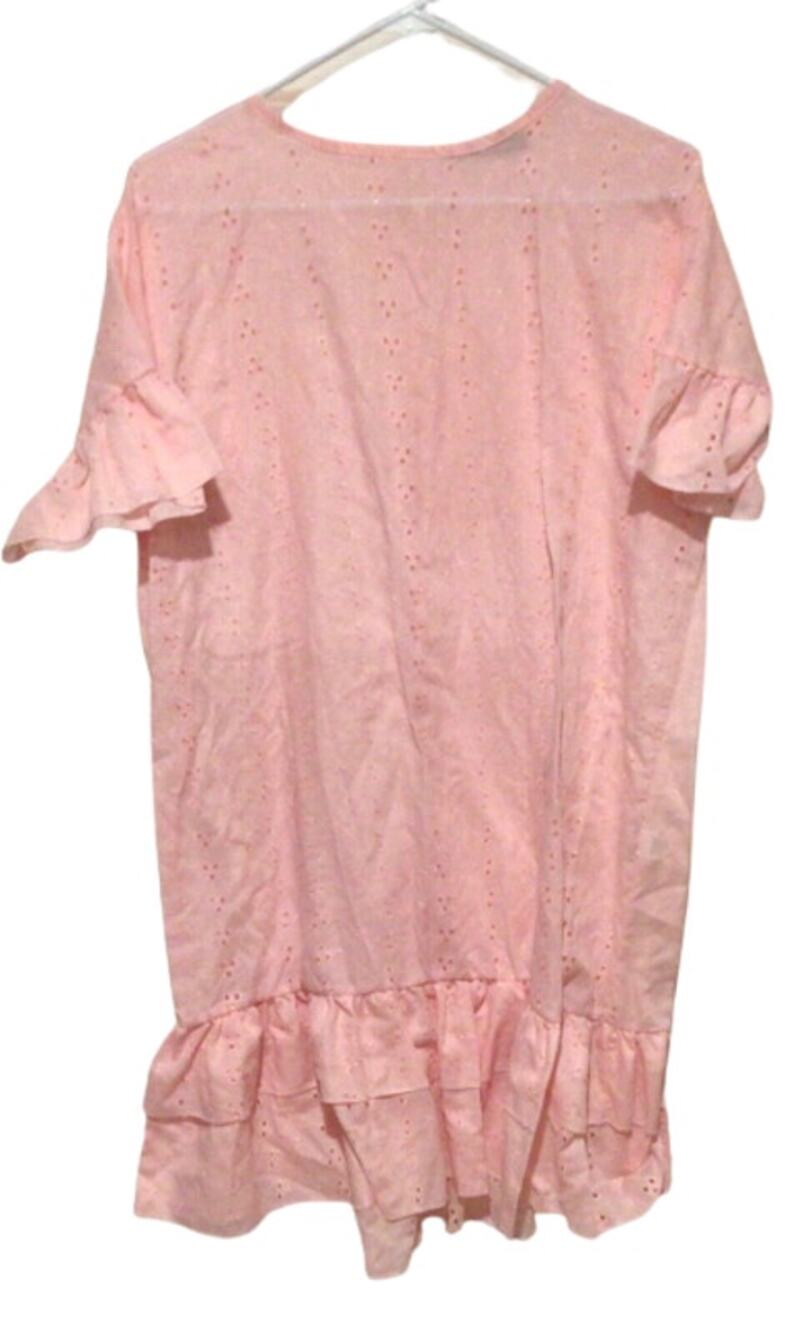 Boohoo Women’s Pink Ruffle Eyelet Shift Dress Size US 10/UK 14 NWT